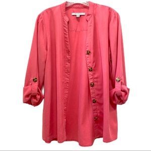 Marc New York Coral Pink Button Down Tunic Shirt S
